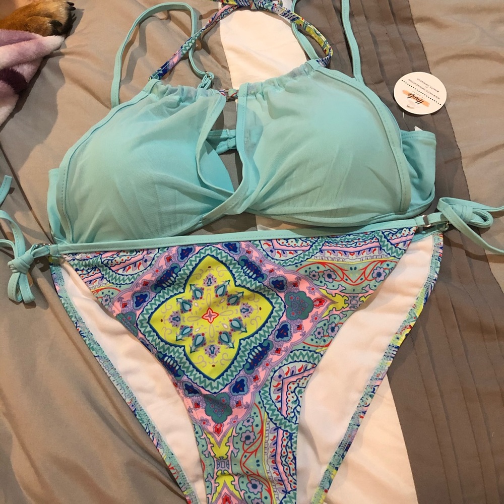 Blue Multicolored Bikini